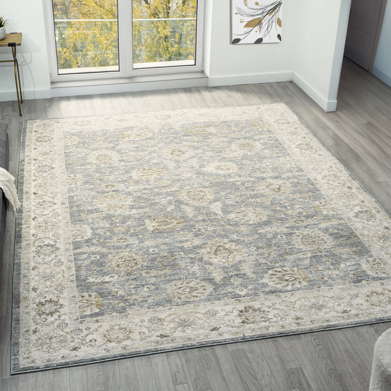 Tapis d'intérieur tissé à motif floral Anthonyson, 5 pi x 7 pi 10 po
