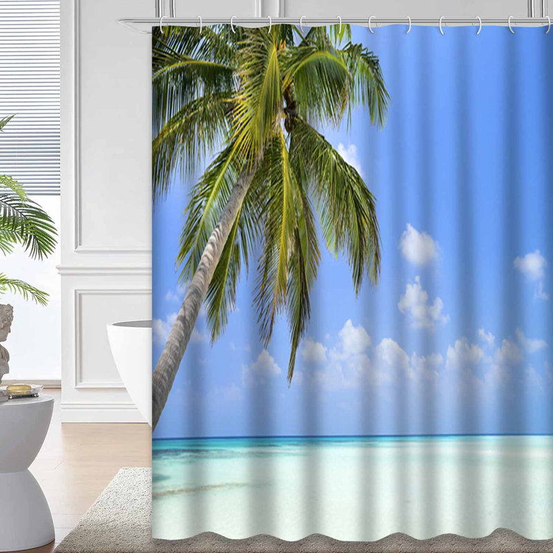 Île avec 12 crochets Coconut Palm Tree Beach, L 72 po x l 84 po