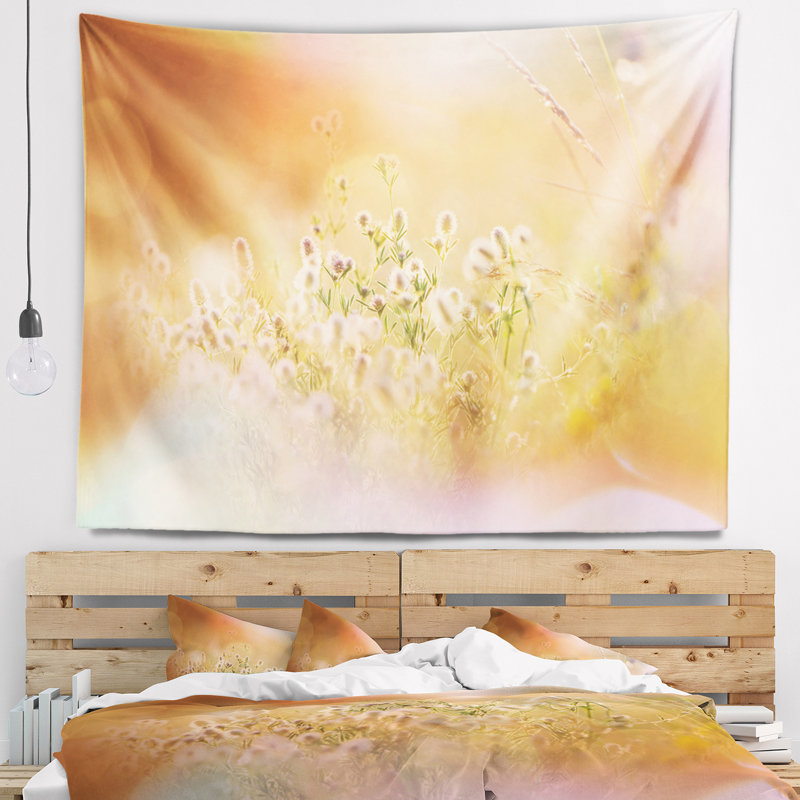 Fleurs sauvages mauves sur fond clair, H 78 po x l 92 po