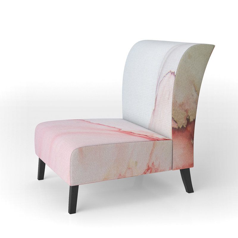 Brechta Vibrant Curve Design II - Velvet Upholstered Modern Slipper Chair, Pink/Gold