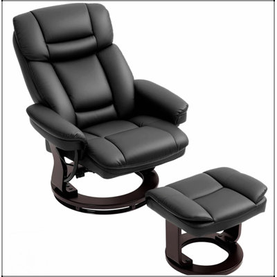 Swivel Recliner With Ottoman, Comfortable PU Leather Chair With Thick Padding And 360° Rotation For Ultimate Relaxation