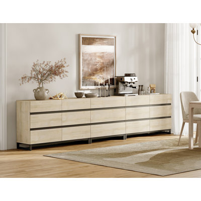 Buffets multifonctionnels, buffet moderne 3 en 1 avec 18 tiroirs et base en métal, armoire de rangement pour la cuisine, armoire à café