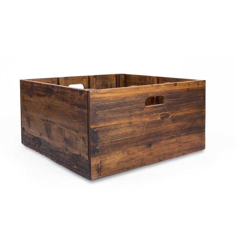 Caisse en bois massif, 12 x 24 x 24, Brun