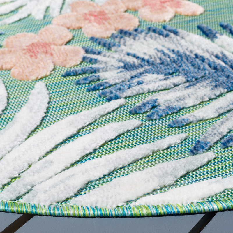Tapis d'intérieur / extérieur floral Soper Performance, Carré 6 pi 5 po