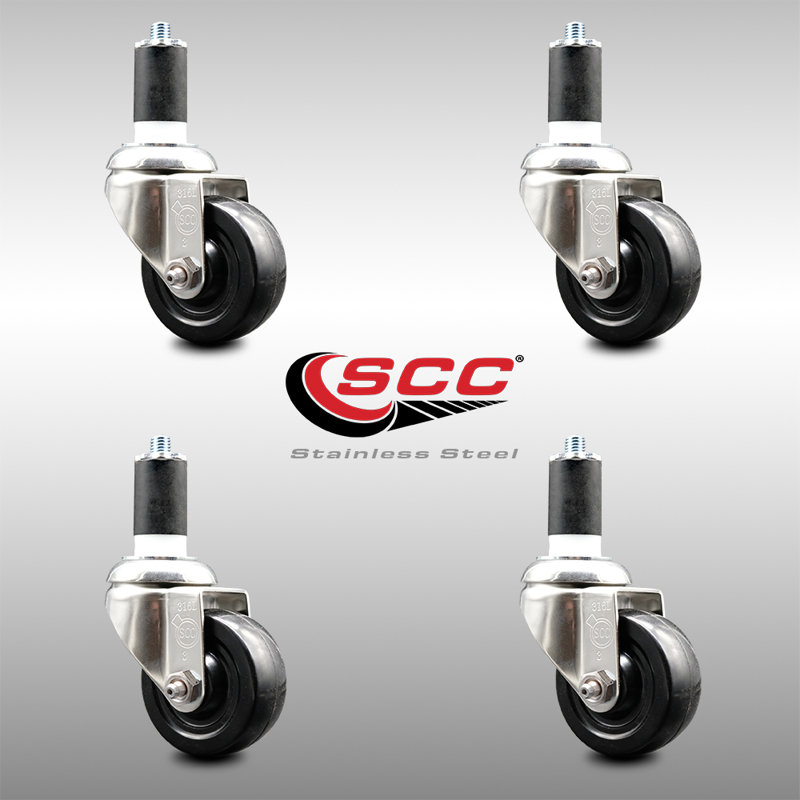 Soft Rubber Swivel Expanding Stem Caster Set