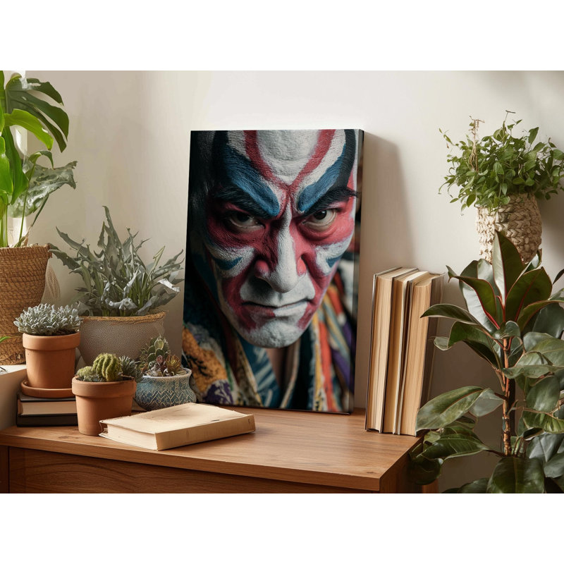 Portrait de l'acteur kabaki, art dramatique japonais, impression de maquillage intense, décoration murale traditionnelle pour la maison