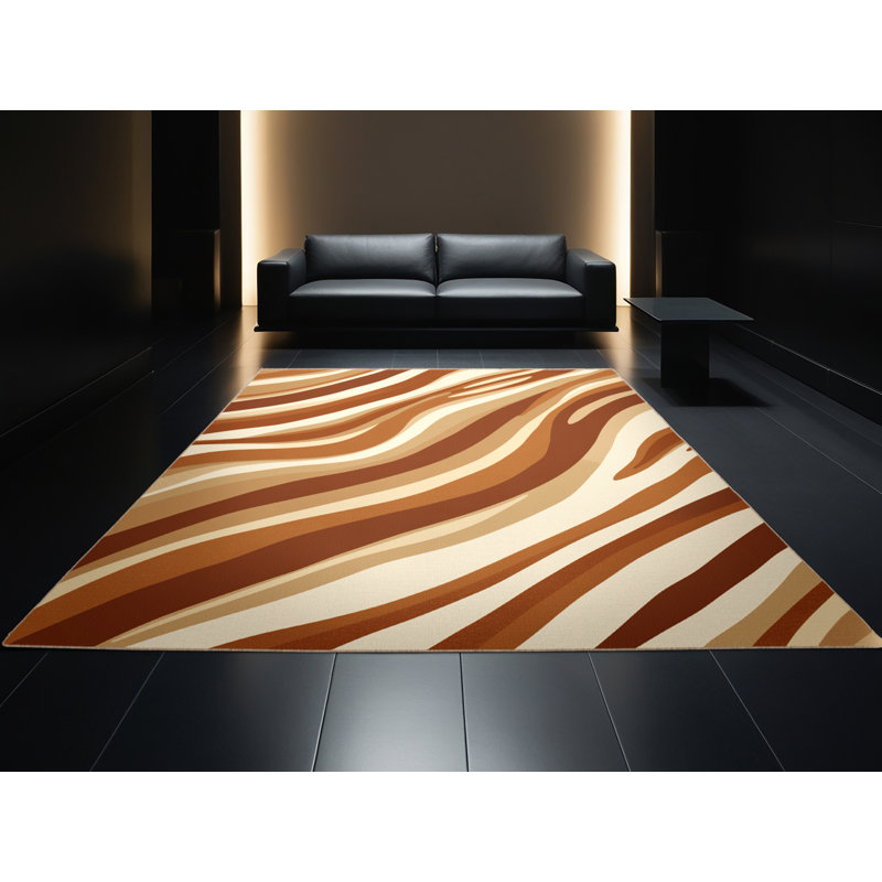 Tapis à rayures douces et moelleuses de couleur moderne Midwood, Rond 5 pi