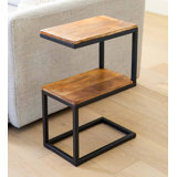 Table de bout en C en bois massif avec rangement