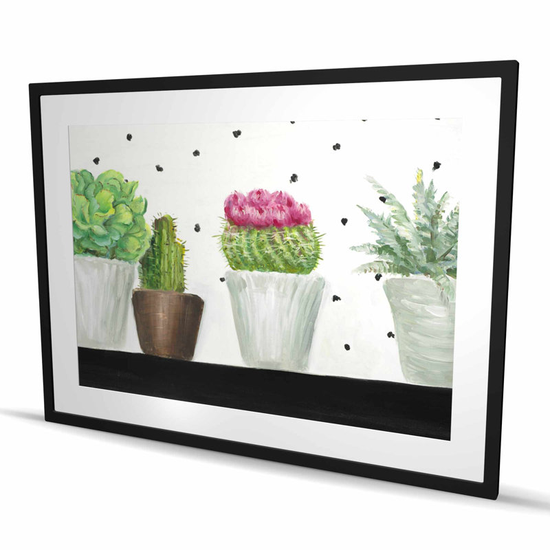 «Mini Cactus and Succulents - Exotic Botanical», reproduction encadrée