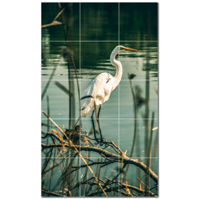 Bird Photo 8'' x 8'' Satin Ceramic Decorative Mural