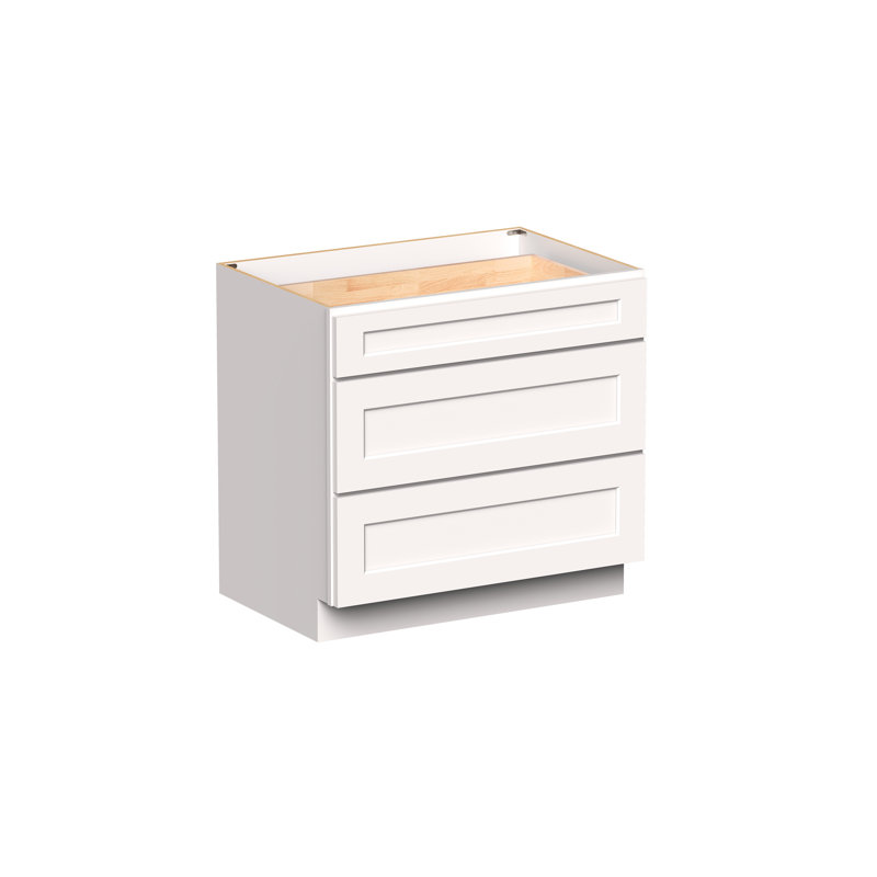 Armoire inférieure à 3 tiroirs DL Cabinetry (prête à assembler) de style Shaker l 36 po x H 34,5 po x P 24 po, 36"