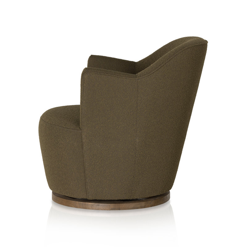 Aurora Wide Swivel Armchair, Fiqa Olive Boucle