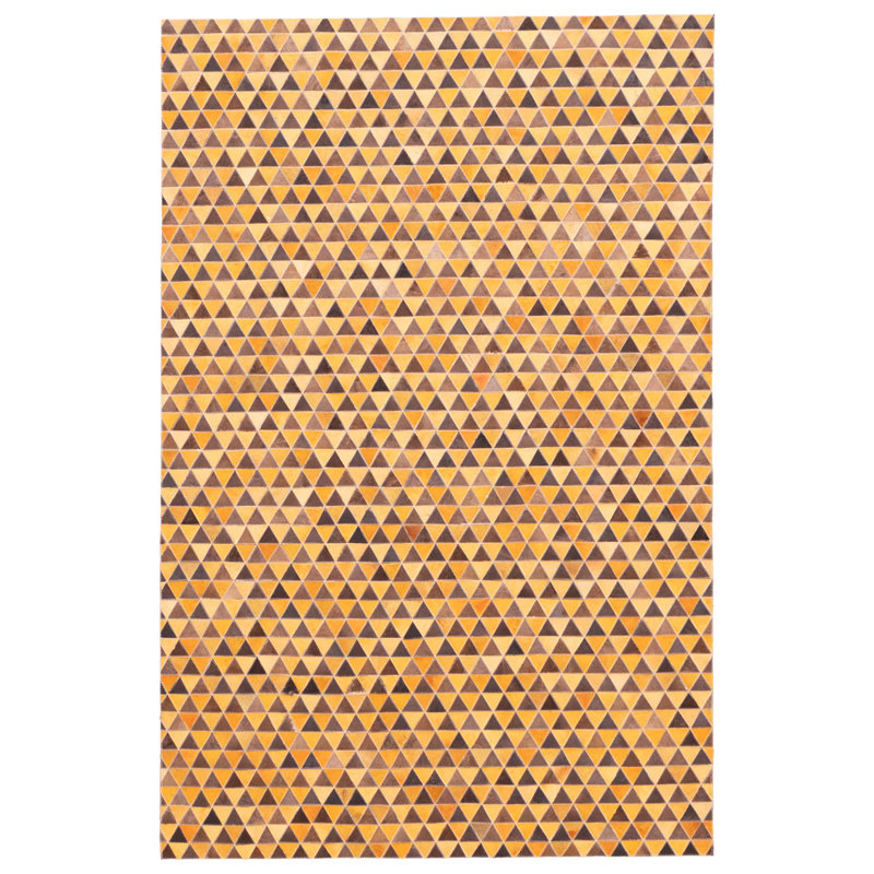 Tapis en cuir de vache patchwork orange 5 pi 0 po x 7 pi 11 po