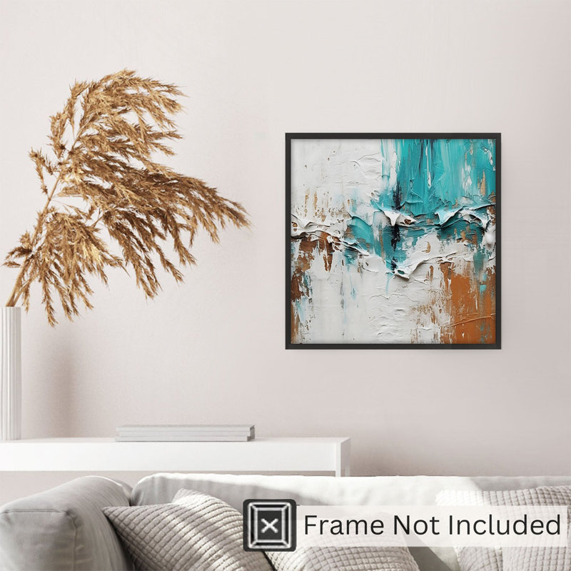 Abstract Teal Symphony Transitional Unframed Art Print, 14" H x 14" W