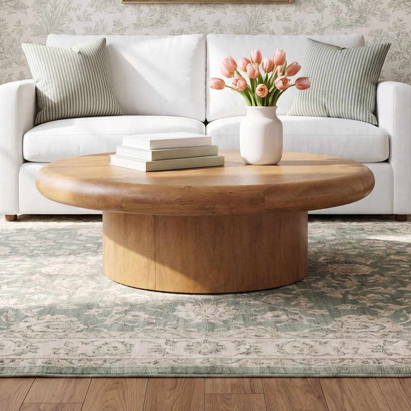 Moreen Jaylon Pedestal Coffee Table, Burnished Parawood