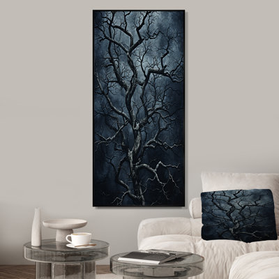 Arbre gothique gris la nuit I - arbre, art mural