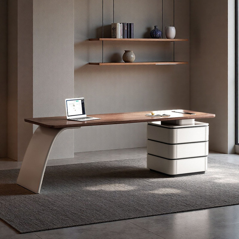 Bureau en bois massif d'inspiration rétro, H 29,5 po x l 70,9 po x P 27,6 po