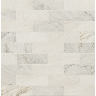 Castella de Blanc 4 in. x 12 in. Honed Marble Subway Floor and Wall Tile