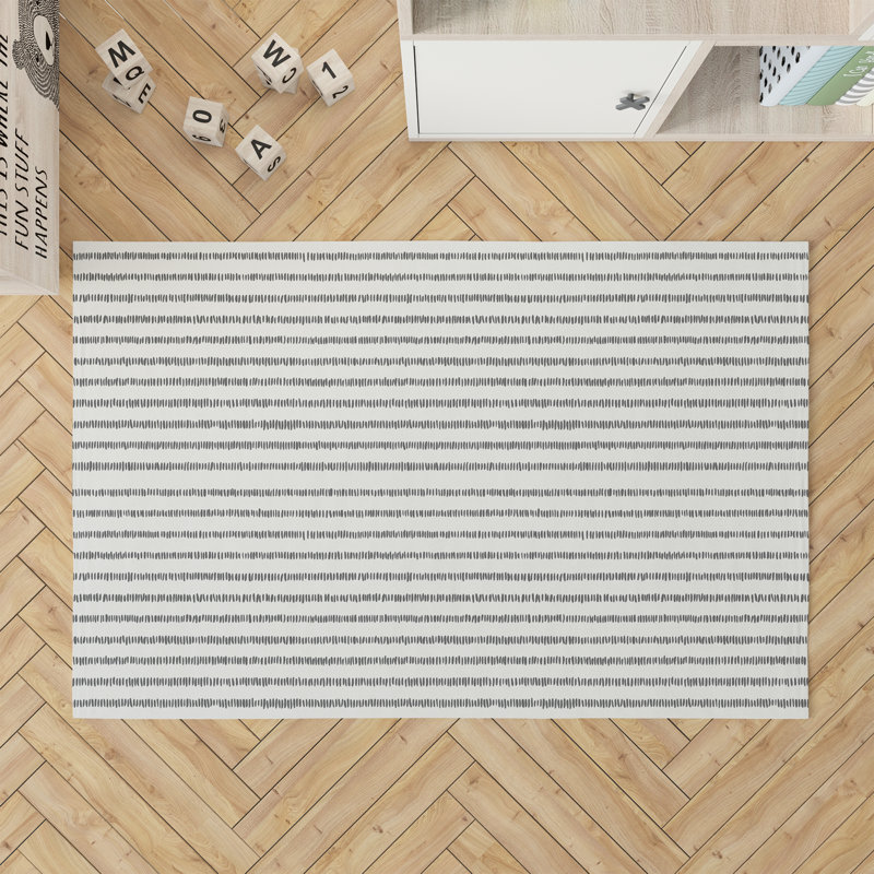 Tapis d'activité Scatter Row, Ivoire / gris anthracite, Rectangulaire 3 pi x 5 pi