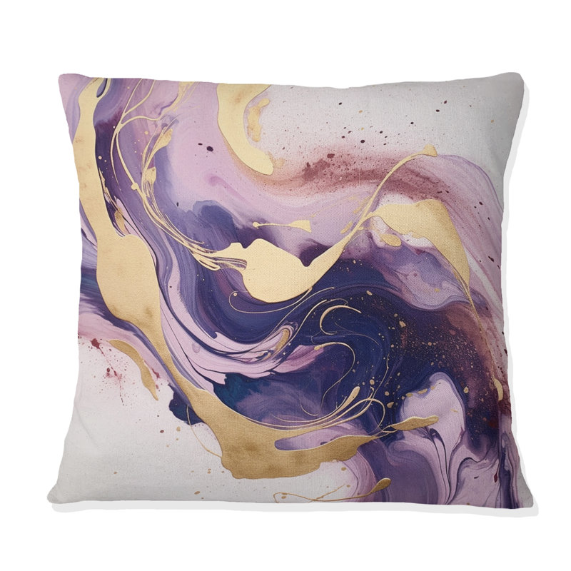 Coussin décoratif mauve et doré I - Fractals