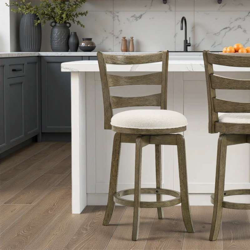 Ensemble de 3 tabourets de bar Melindra Modern Farmhouse, Mastic / brun, 3, Tabouret de comptoir (siège d'une hauteur de 26 p