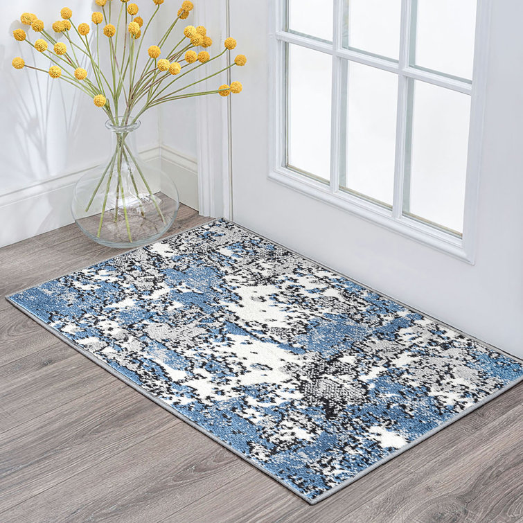 Tapis abstrait bleu / gris