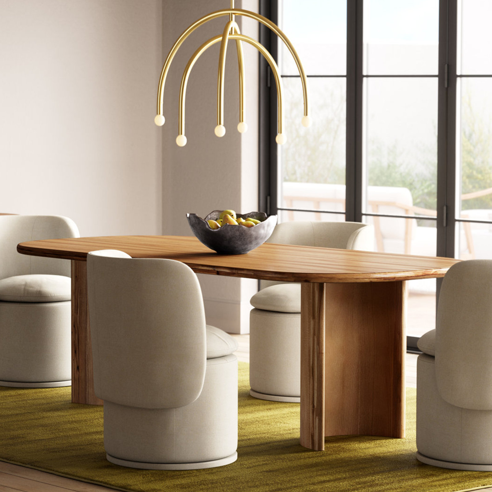 Haiden 94'' Double Pedestal Dining Table, Sandy Acacia, 30" H x 94" W x 42" D