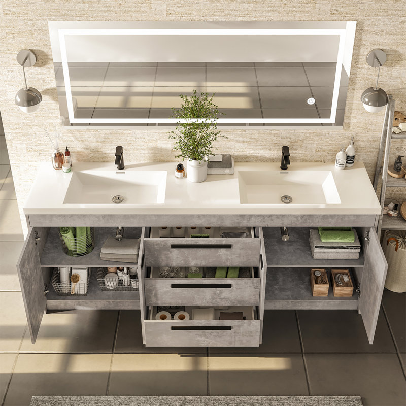 Wauconda Modern 83" Double Bathroom Vanity Set