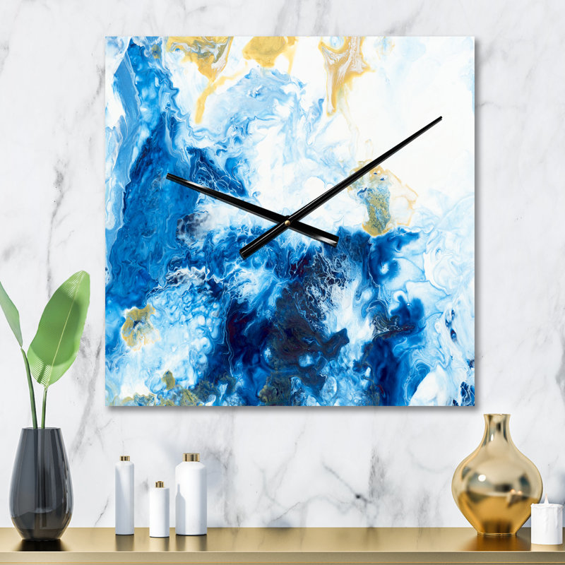 Horloge murale en marbre bleu et doré, Petit
