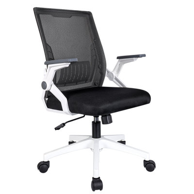 Bleona Office Chair With Flip-Up Armrests Ergonomic Computer Desk Chair Foldable Mesh Task Chair With Wheels Adaptive Lumbar Support Swivel Tilt Comfortable Study Chair For Student