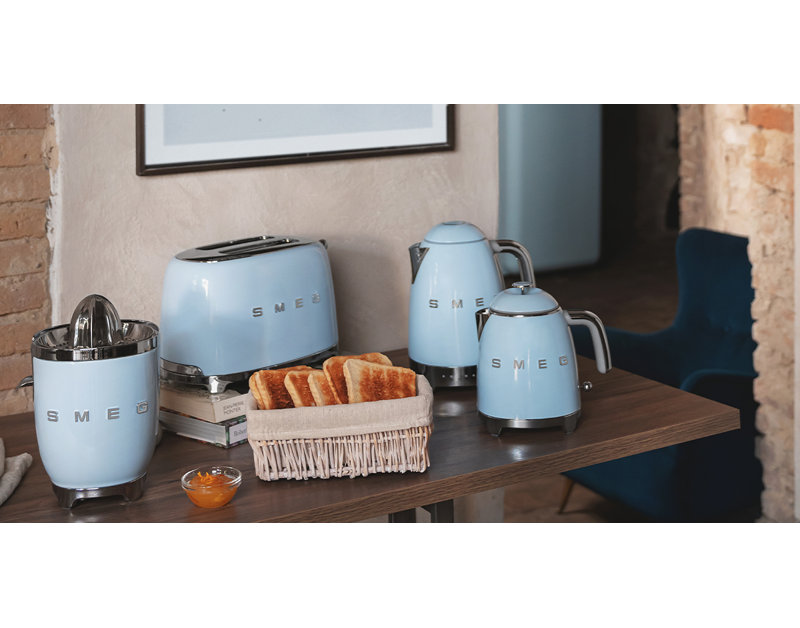 SMEG 50's Retro Style 3 Cup Mini Kettle, Pastel Blue