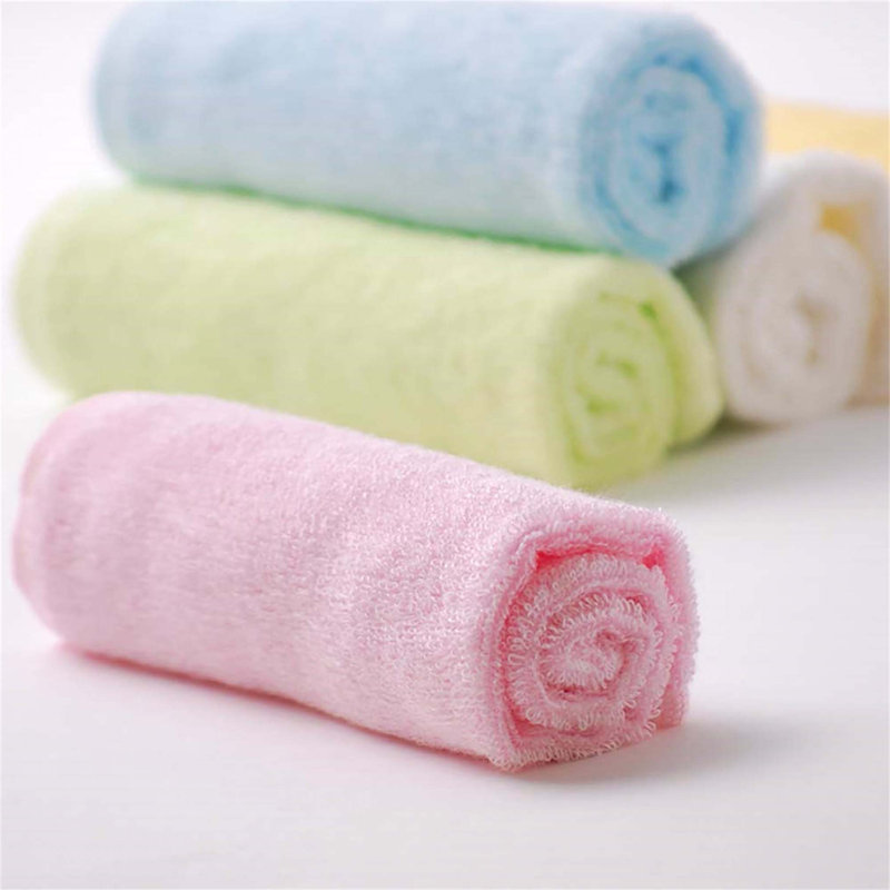 10 Packs Rayon From Bamboo Washcloths, Blue/White/Green/Pink