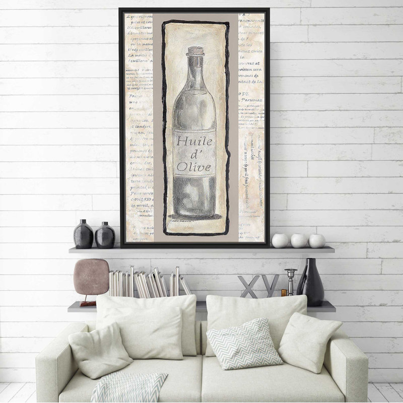 Huile d'olive - peinture, Cadre flottant noir, H 33,5 po x l 21,5 po x P 2 po