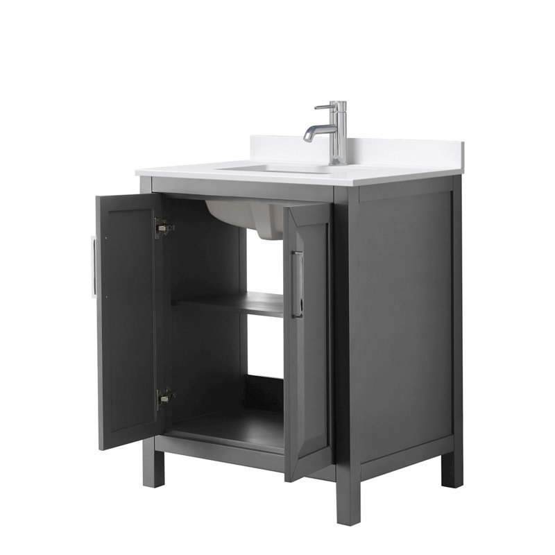 Daria 30'' W Vanity, Polished Chrome, Gray, Giotto Quartz