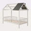 Lit simple en bois avec clôture-803263108