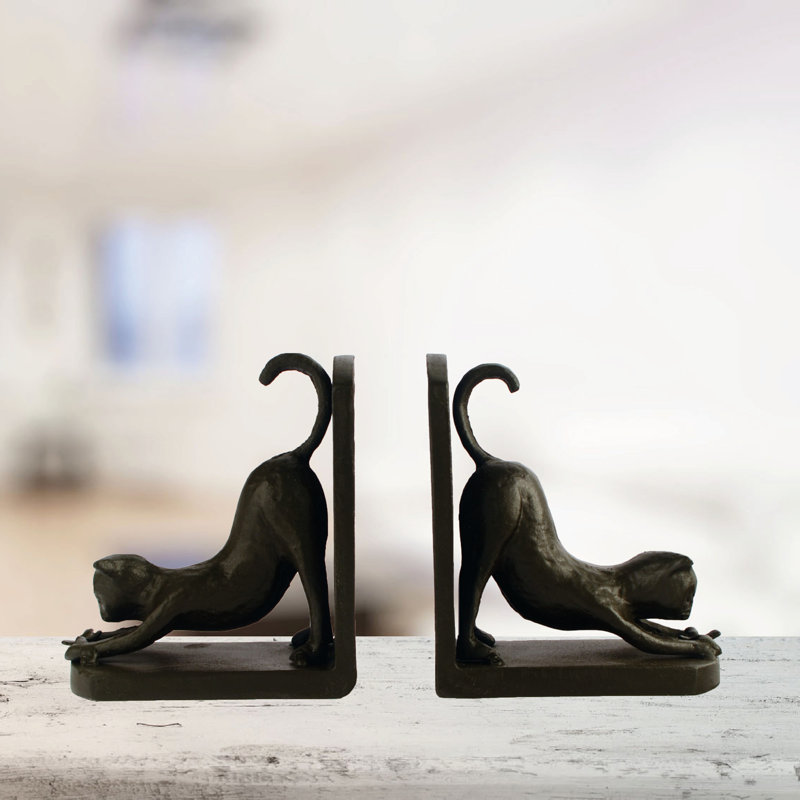 CAT Iron Book Ends 13cm, Mocha