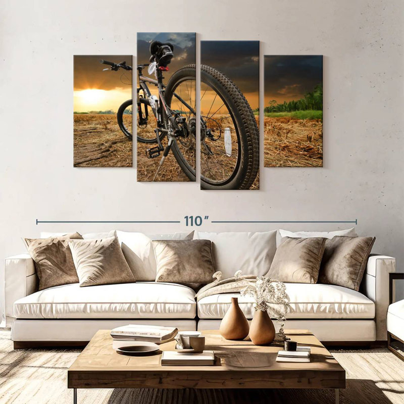 Coucher de soleil Mehar au-dessus d'un vélo, H 54 po x l 84 po