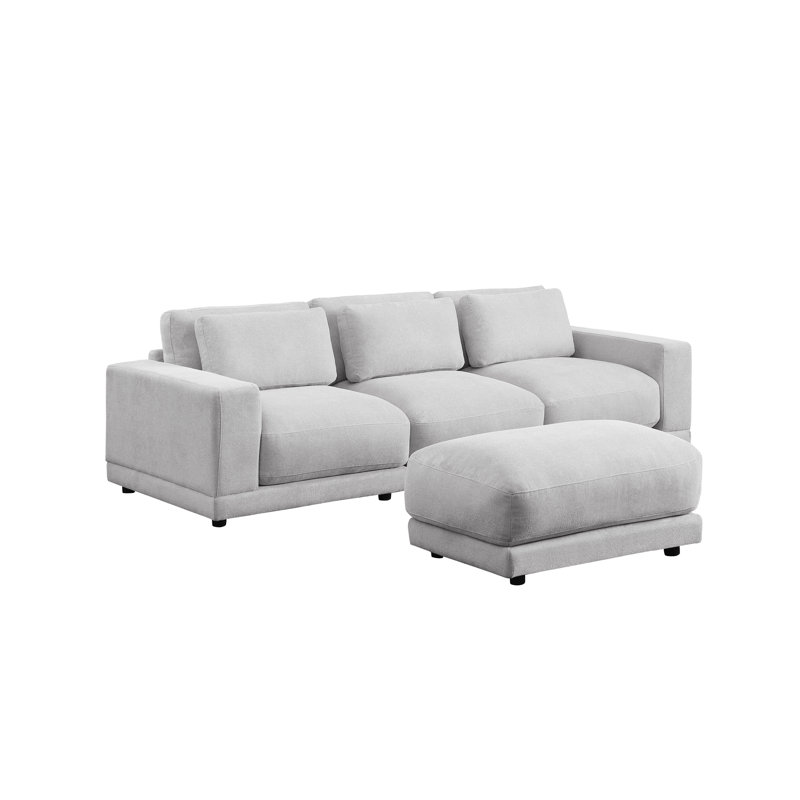 4 - Piece Upholstered Sectional, Light Gray Linen Blend