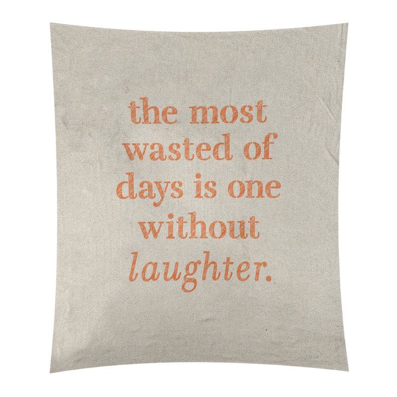 Tapisserie en polyester pour citation de rire, H 27,5 po x l 37,5 po, Blanc / orange
