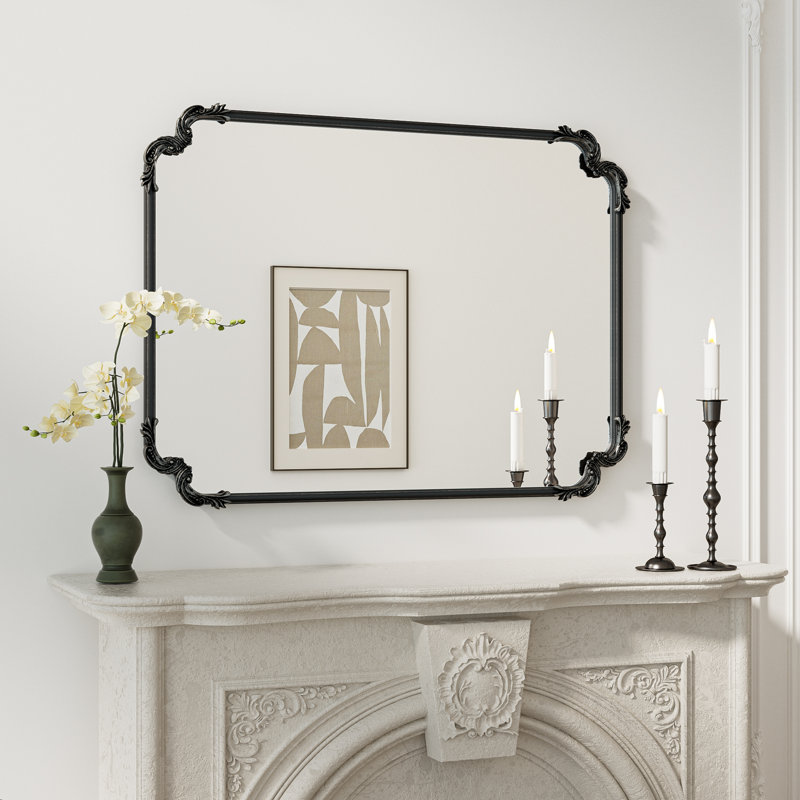 Miroir mural Genan, 40 po x 30 po, Noir antique