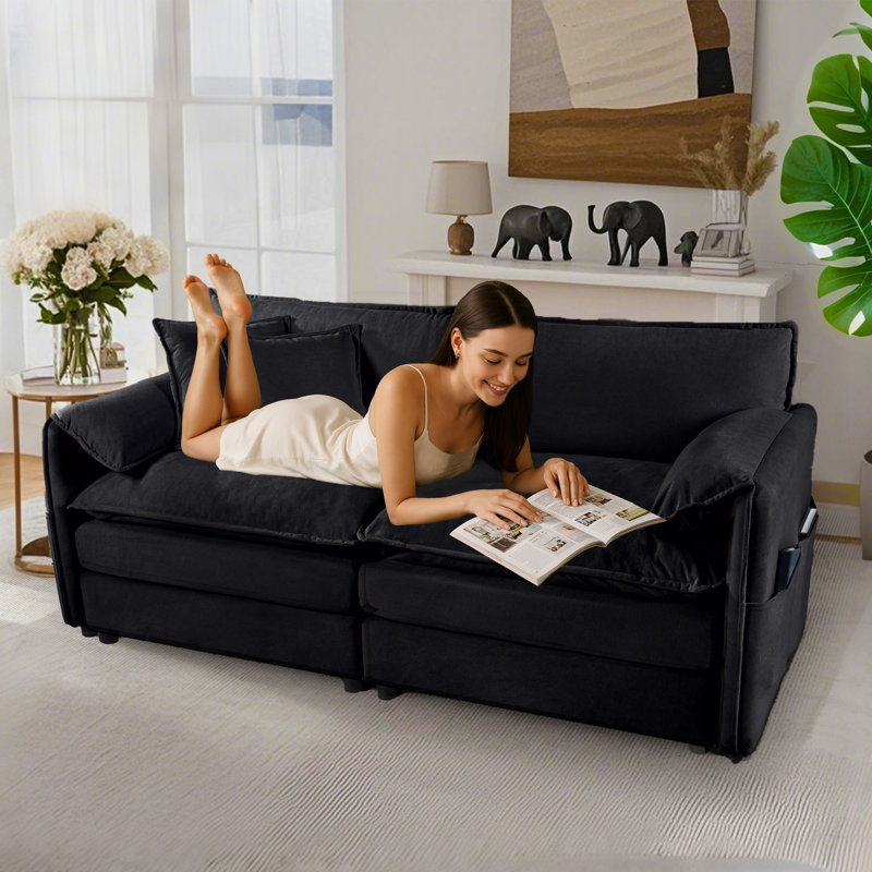 Causeuse Modern Modern, Bleu, H 33,46 po x l 75,59 po x P 33,86 po