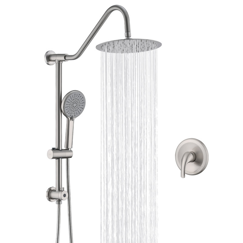 Complete Shower System with Rough in-Valve, Brushed Nickel