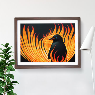 XH1022-6873X Penguin Flame Art 1 Piece Single Picture Frame Wall Art