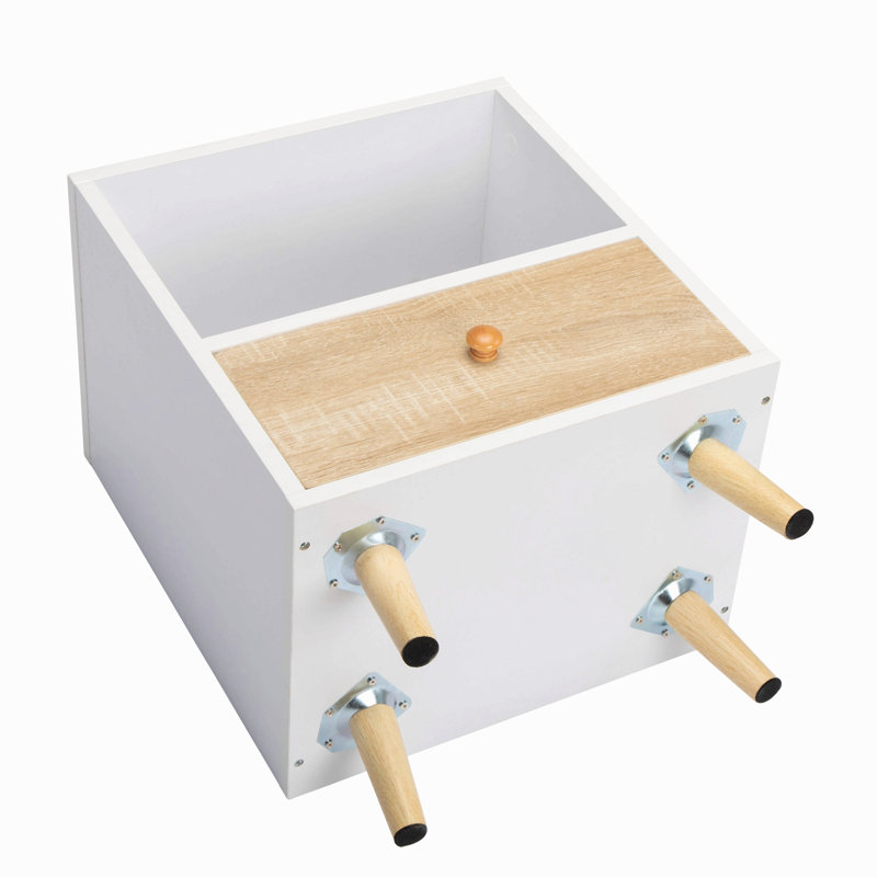 2 armoires de chevet avec 1 tiroir et pieds courts, table de bout avec tablette de rangement, à l'intérieur