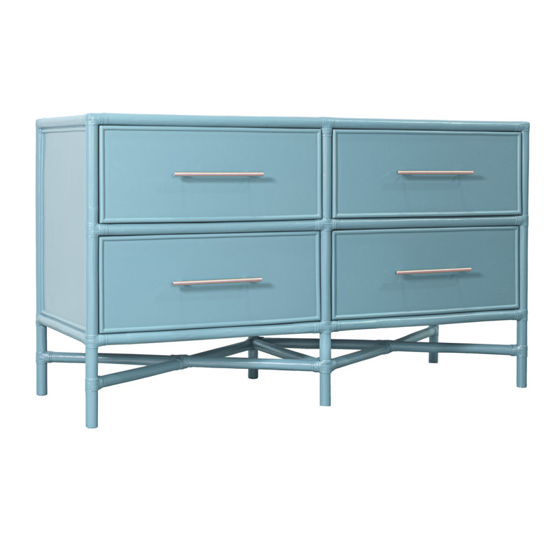 Commode double 4 tiroirs Venice, Bleu piscine