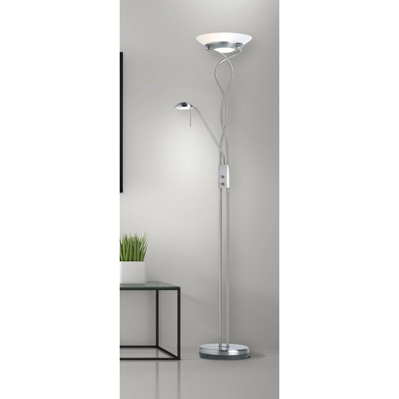 Gabriela 182cm Torchiere Floor Lamp, Satin Chrome