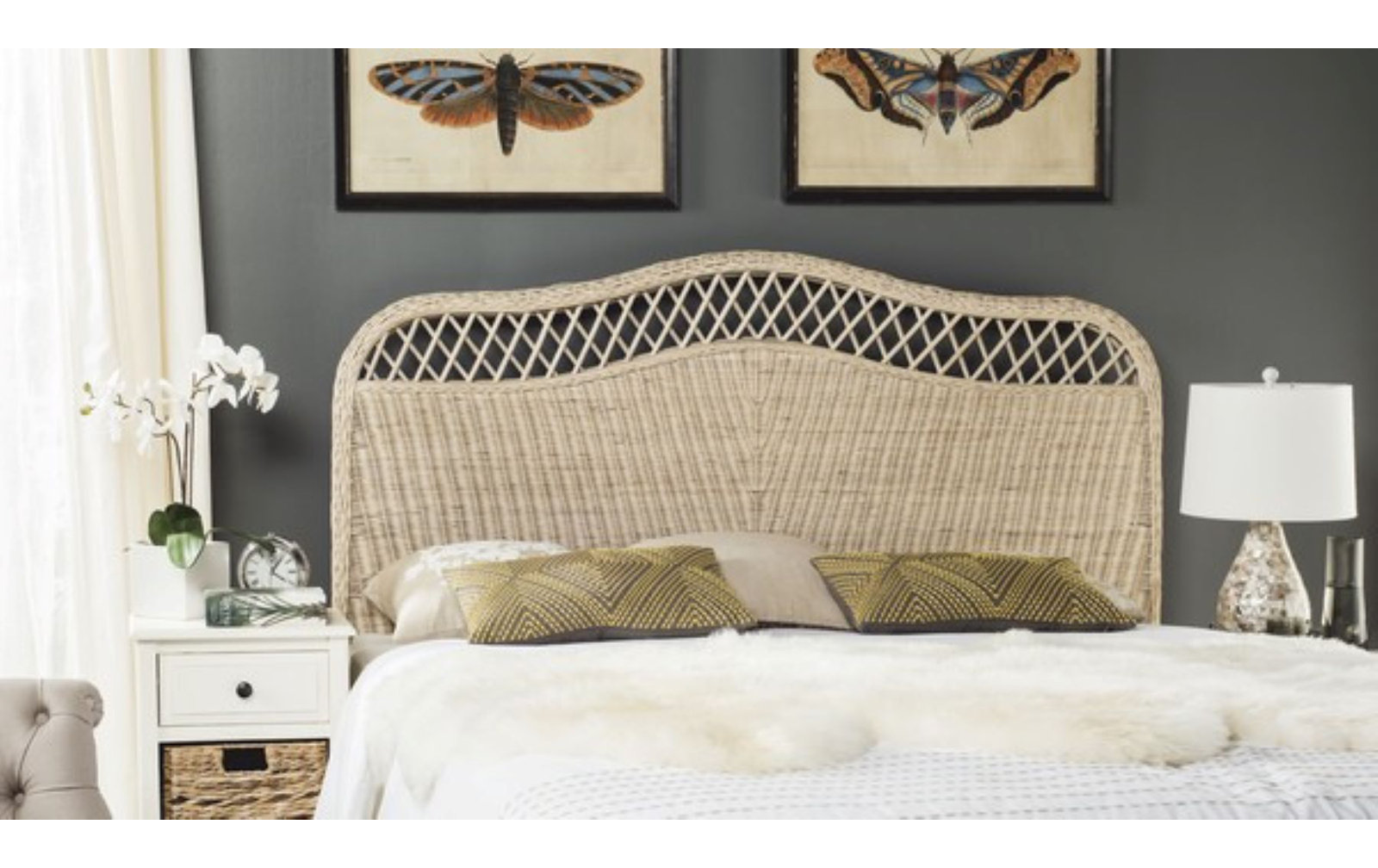 Almus Headboard, Full, White Washed