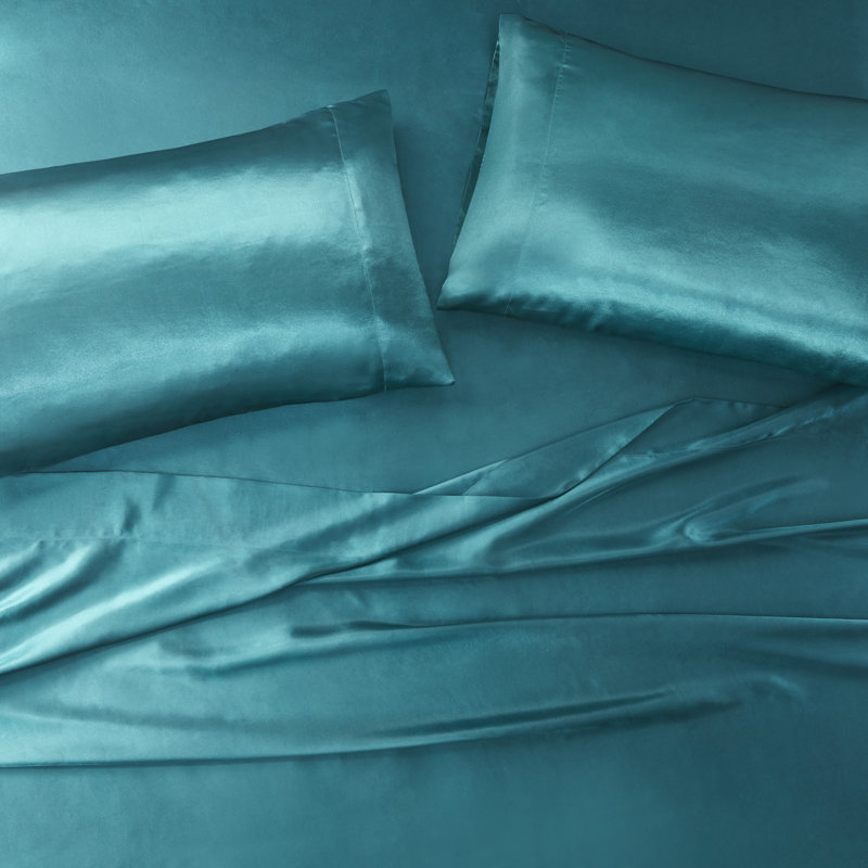 Teal Satin Standard/Queen Pillowcases Set of 2