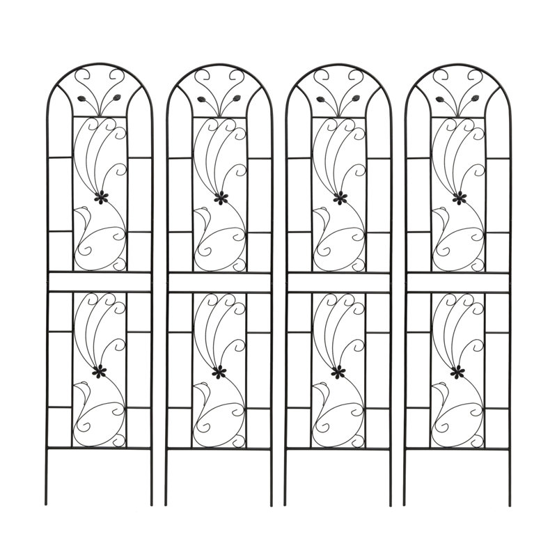 Paquet de 4 treillis de jardin en métal 86,7 "x 19,7" antirouille pour plantes grimpantes de style paon extérieur