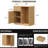 39.4" Fluted Coffee Bar Cabinet with Power Outlet, Mini Fridge Space & Wine Glass Rack-157673454